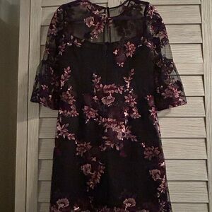 White House Black Market Black and Purple Floral Dress